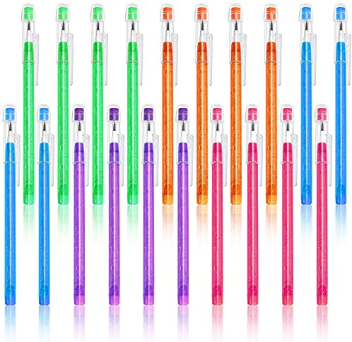 Outus 30 Pieces Non-Sharpening Pencils HB Translucent Stacking Point Pencils for Kids Pop Up Stackable with Matching Eraser for Taking Notes, Writing, Drawing, 5 Colors