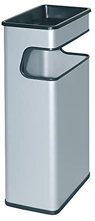 OFITURIA® Cenicero Papelera de Pie y Pared para Exterior Metálico 41 litros Color Plata Bandeja Extraíble en Negro