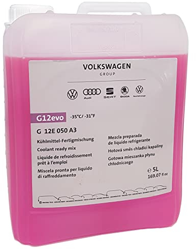 Volkswagen G12E050A3 Kühlflüssigkeit G12evo Kühlmittel Fertigmischung Coolant Ready Mix Kanister, 5 Liter