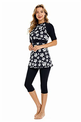 BaJooruly Rash Guard Badeanzug Kurzarm Surfanzug Modest Bademode für Frauen Burkini Beachwear Modesty Badeanzug (S,J3)
