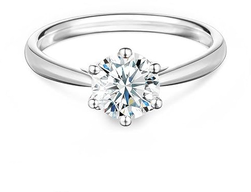 Springlight ✦ Geschenke für Frauen S925 Sterling Silber Moissanit-Diamant Ringe 0,5 ct/1 ct/2 ct D Farbe VVS1 Reinheit Runder Moissanite Verlobungs Ringe Hochzeitsgeschenk. (2CT, 56.5(18))