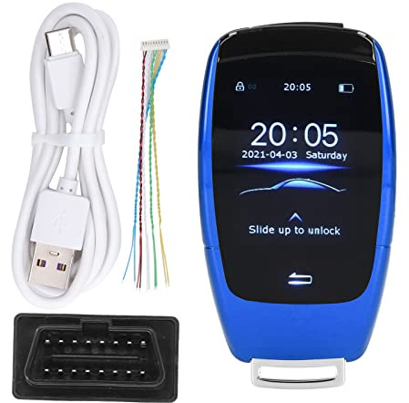 LCD-Bildschirm Smart Key,Universal Tk900 LCD-Touchscreen-Smart-Key-Fernbedienung, SchlüSselloser Zugang FüR Modelle Mit Start-Stopp-Motortaste (Blau)