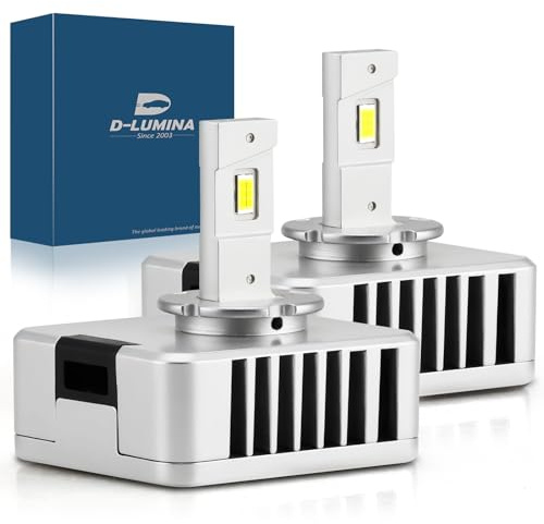 D-Lumina Ampoule D5S D5R LED Voiture,6000K Blanc 2×35W 10000LM Kits de conversion LED Ampoule de Phare, Faisceau Haut et Bas,Plug and Play au Remplacement D5S HID D'origine, Lot de 2