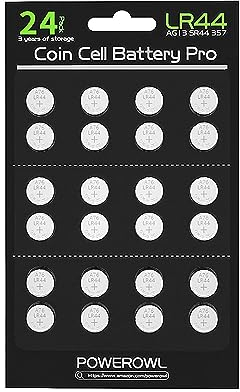 POWEROWL LR44 Knopfzelle 24 Stück, hohe Kapazität AG13 357 303 SR44 L1154F A76 Premium Alkalibatterie 1,5 V Knopfzellenbatterien