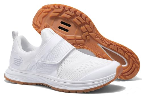Pairobin Women's Indoor/Outdoor Cycling Shoes - Comfortable & Breathable, SPD Cleats Compatible - White