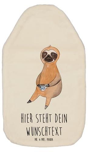 Mr. & Mrs. Panda Personalisierte Wärmflasche Faultier Kaffee - Weiß