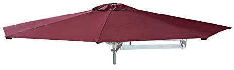 LBONG Wall Mounted Umbrella, Patio Parasol Wall Umbrella with Adjustable Pole Sun Canopy Umbrella Outdoor Garden Patio Sunshade (2.5m(8.2ft),Burgundy)