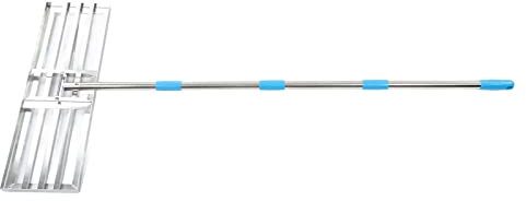 jerss Rasen-Nivellierrechen, Edelstahl-Rasenrechen, Verstellbar, Tragbar für Rasen (4 Abschnitt)