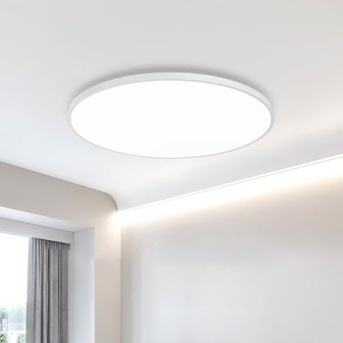 Mengjay Deckenlampe LED Deckenleuchte Flach 40W, 6000K, 4000LM, Rund Badezimmer Lampe, Badlampe Decke Küchenlampen Modern Schlicht Weiß Ultra Dünn Ideal Für Bad/Schlafzimmer/Keller/Balkon