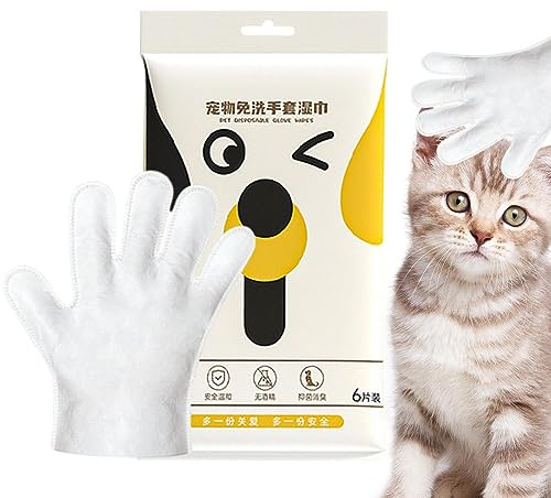 Honhoha Gants de Nettoyage pour Animaux de Compagnie | Lingettes de toilettage pour Chat sans Eau,Fournitures de Nettoyage Non irritantes pour Animaux de Compagnie Chiot Chaton Lingettes pour Les