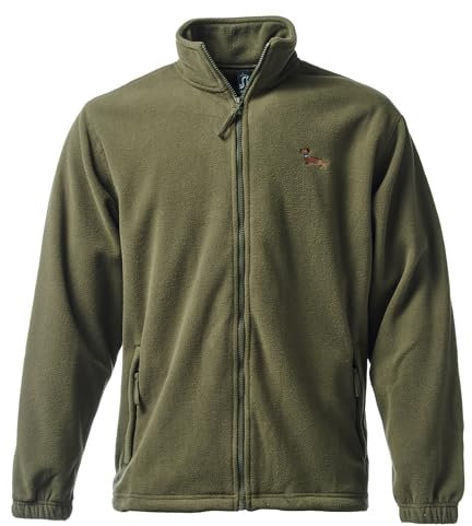 Baddery Gassi Fleece Jacke Herren & Damen : Dackel - Fleecejacke - Geschenk für Hundebesitzer, Hundeliebhaber & Jäger (Fleecejacke Army M)