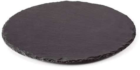 Lacor - 61078 - Plato Redondo de Pizarra Natural, Plato Bandeja, Antideslizante, Fácil Limpieza, Decorativo, Tacos Antideslizantes, Superficie Resistente a Arañazos, Diámetro: 40 cm