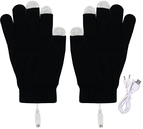 Wuitopue Heated Gloves for Kids - USB Rechargeable Electric Thermal Converter Windproof Mittens for Outdoor Sports, Skiing, Winter - Keep Warm & Comfy
