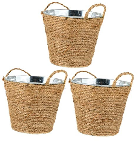 Kisangel 3st Tragbarer Blumentopf Aus Zinn Hochzeitsdekorationen Für Tische Tischdekorationen Hochzeitsmittelstücke Für Tische Eimer Pflanzer Retro-blumenvase Hanfseil Ornament Sukkulenten