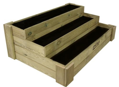 Hortalia Huerto Urbano 120x80 Escalera de Madera - Protección Autoclave Nivel IV - Box Stairs 120
