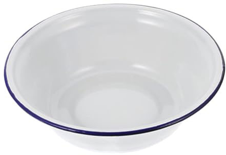 Cuenco de Esmalte Redondo Blanco Tapa, Unbreakable | Mesa de Cocina, Resistente a Manchas, Estilo Retro, Cuenco para Mezclar y Servir Sopa