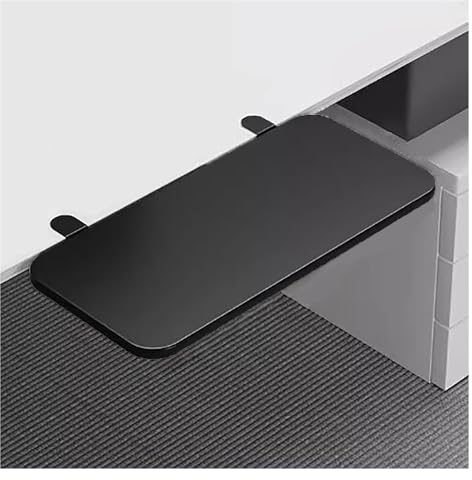 Tastaturablage unter dem Schreibtisch, Ablage für Computertastatur und -Maus zum sanften Verschieben, große Schreibtischverlängerung (Farbe: Schwarz, Größe: klappbar, 50 x 24 cm)