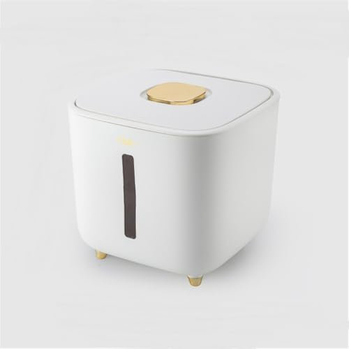 Temoo Rice Storage Container 10kg, Rice Dispenser 10kg with Lid and Measuring Cup Rice Box, One-Click Design Rice Container, Square Cereal Containers with Lids Airtight for Rice, Beans, Grain Flour