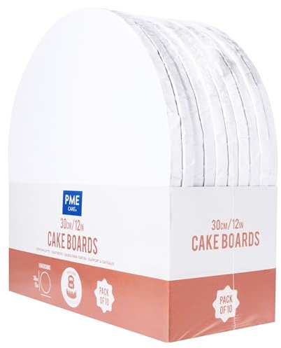 PME Set de 10 Plateaux à gâteau Ronds avec bords enveloppés, Blanches (12 / 30cm), Blanche