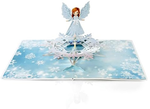 CUTPOPUP Angelo Rotazione Automatica a 360 Gradi, 3D Biglietti Natale 2024, Biglietti Auguri Natale, Biglietti Auguri Natalizi, Biglietto Natale, Christmas Cards, Xmas Cards (Angel 360) US8-CN304IT