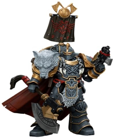 JOYTOY Warhammer Horus Heresy Space Wolves Legion Praetor avec hache de puissance et bouclier de combat 12,4 cm Figurine de collection à l'échelle 1/18 avec design exquis, cadeaux pour les fans et les