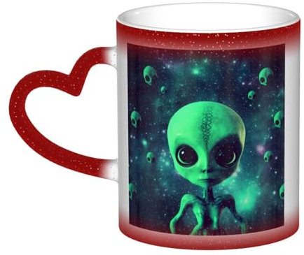 XDCYWBZDBC Grüne Alien-Kaffeetassen und Tassen, große Teetassen und heiße Schokoladentassen, heiße Getränke, groß, orientalisch, klassisch, ausgefallene Tassen, das beste Geschenk für Paare,
