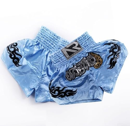 ReachMall Anotherboxer Elastic Waist Kick Boxing Shorts for Women Suitable for MMA and Muay Thai Workouts (M Light Blue)
