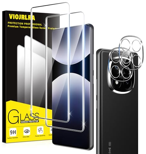 Viojrlra 2+2 Verre Trempé pour Xiaomi Redmi Note 14 PRO 5G/Poco X7 5G avec Protection Caméra Arrière, Ultra Résistant Film Protection Écran, HD Sans Bulles, Dureté 9H Glass, Vitre Protecteur, Clear