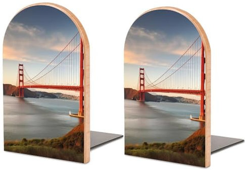 Buchstützen, dekorative Buchstützen für Regale, Golden Gate Bridge, Buchstützen zum Halten von Büchern, strapazierfähig für Zuhause und Büro