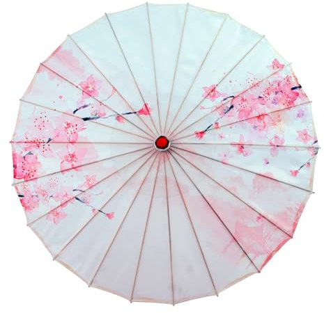 OAJABBGE MultiPurpose Bamboos Silk Umbrella Decorative Parasol For Traditional Celebration And Everyday Use 82cm Diameter