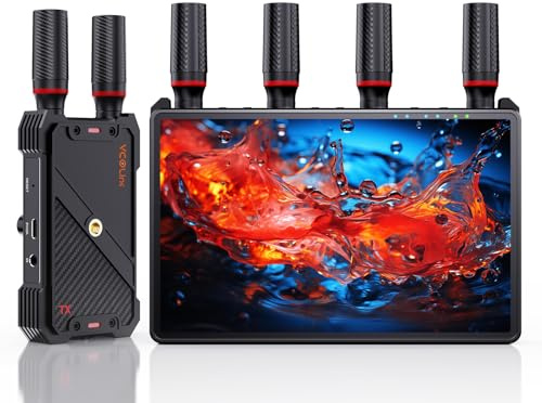 Wireless HDMI Video Transmitter and Receiver: 1 to 5 RX with 7 Monitors, Loop Out, IR Remote, 1312ft Stable Clear Signal & Low Latency for Camera, Filming, Live Stream