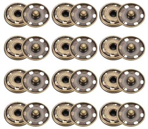 QUARKZMAN 50 set sömbara tryckknappsset, 25 mm sytillbehör metallknappar, pysselknappar, ersättningsknappar, syknappar för jacka, kläder, jeans, väskor, plånbok, handväska, knappar, brons