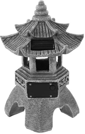 YARNOW Lámpara De Torre De Piedra Solar Estilo Asiático Escultura De Resina para Decoración De Jardín Patio y Parque Lámpara De Farol Japonés para Exteriores