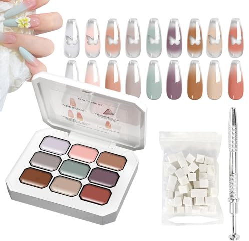 Smalto Gel per Unghie 9 Colori Smalto Semipermamente per Decorazione | Effetto Sfumato Durevole con Spugnette per Casa Viaggio Spiaggia Matrimonio e Appuntamenti