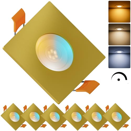 MATO 6x LED Einbaustrahler Eckig 230V Dimmbar 5W - Flache Spots 68mm Lochmaß - IP44 Einbauleuchten für das Bad - Deckenspots Badezimmer & Außen - Einbauspots Lichtfarbe umschaltbar, CRI 90+, 510lm