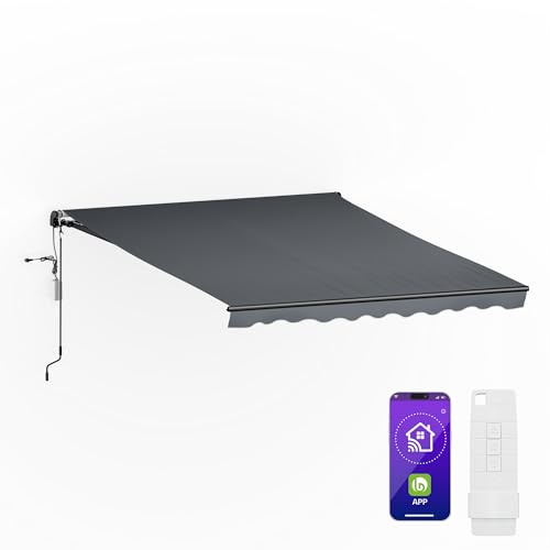 blumfeldt CloudShade Toldo - Toldo Motorizado Exterior, App & Mando a Distancia, Protección UV 30+ & Lluvia, Ángulo Ajustable, Estructura de Aluminio, Fácil Montaje en Pared, 295x250 cm, Gris Oscuro