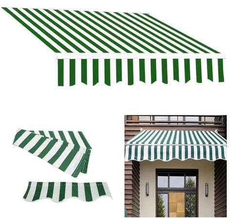 YCBTPS Ersatz Für Einziehbare Klemmmarkise, Terrasse Markisenbespannung Canvas, Ersatzstoff Markisenstoff Polyester Überdachung(Green,15x8ft/4.5x2.5m)