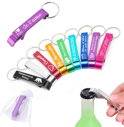 Porte Clés Décapsuleur Personnalisé en Vrac, Porte-clés Avec Logo Gravé Personnalisé, Ouvre-bouteilles de Bière Pour Bar, Remise de Diplôme, Fête de Noël, Cadeaux de Mariage