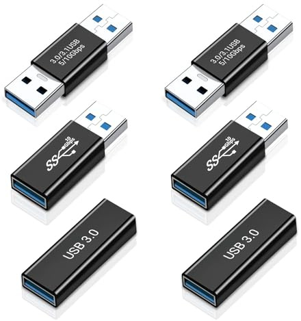 Lizoak USB 3.0 Adapter Set 6 Stück, USB A Stecker zu Stecker, Buchse zu Buchse, Stecker zu Buchse, Geschlechtskonverter Kupplung, Verlängerungsadapter Kompatibel mit USB 3.0/2.0/1.1/1.0