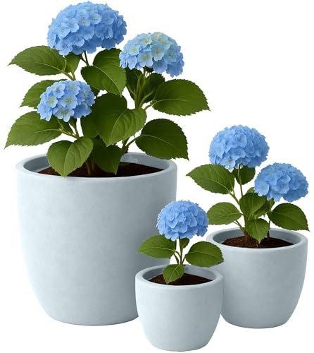 CLP Pflanzkübel groß, 3er Set für außen und innen, Outdoor XXL Blumenkübel rund, wetterbeständig frostsicher in Steinoptik, Winterfest, Farbe:grau