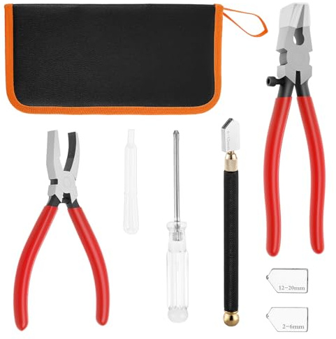 4 Pcs robustes Glaslaufzangen-Set 20.5/15 cm zum 2mm-20mm Glasschneider Werkzeugsatz Hochleistungs-Brechzangen-Set Breaker Grozer-Zange mit Bleistift-Stil Glaszange für Mosaik/Fliesen/Spiege