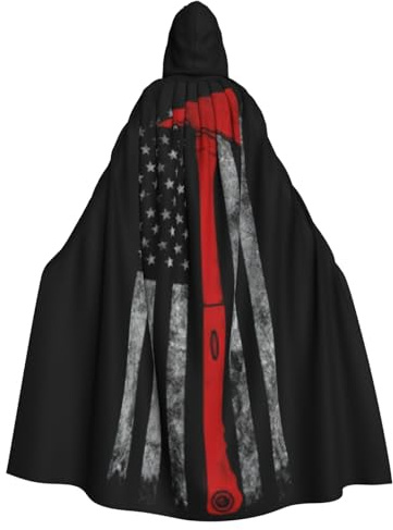 Yyoretp Batas unisex para adultos, hacha de bombero con estampado de bandera de línea roja, capa con capucha para Halloween, disfraz de vampiro de la muerte