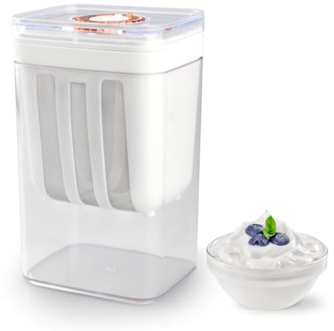 hocadon Joghurtsieb Joghurtfilter mit Edelstahl Netzsiebe 17,8x10,8x9cm Filtersieb Joghurt Sieb mit Deckel Feine Filtersiebe für Joghurt Wiederverwendbarer