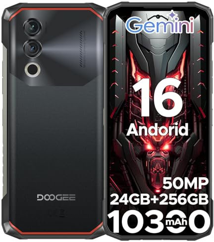 DOOGEE Blade 10 Power Outdoor Mobile Phone 10300mAh, 3 Card Slot, 24GB RAM + 256GB ROM/TF 2TB Outdoor Smartphone Without Contract Waterproof, 6.6 Inch Construction Site Mobile Phone, 50MP/NFC/Face ID