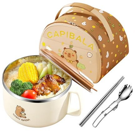 Ensemble de bols à Capybara de 1300 ml avec cuillère, vaisselle de grande capacité pour soupe, nouilles, céréales, salade, aliments, photographie, amateurs de cuisine, maison, bureau, école