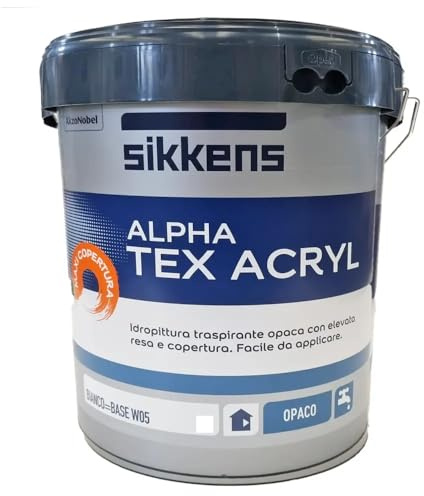 Sikkens Idropittura Traspirante per Interni Alpha Tex Acryl Bianca 1 Litro