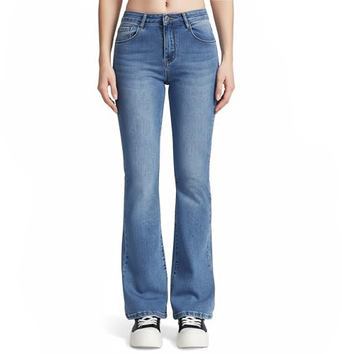 vittorio y Jeans Donna Zampa Elasticizzati Push Up, Effetto Modellante, vestibilità Slim, Stile Casual ed Elegante (IT, Testo, M, Regular, Regular, Denim)