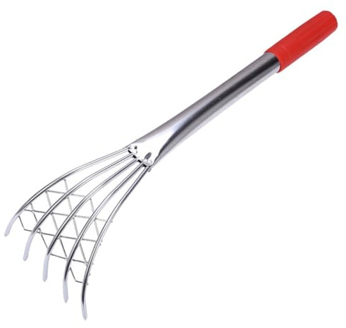 Kichvoe Rastrello per Vongole in Acciaio Inox con Rete, Utensile Manuale Antiscivolo per Scavare Conchiglie da Spiaggia, Attrezzo da Pesca Frutti di Mare Portatile e Resistente