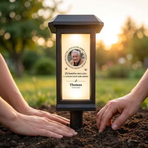 callie Personalised Memorial Solar Light for Grave, Waterproof Butterfly Garden Lamp with Photo Name Year, Sympathy Gift