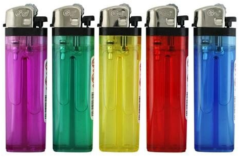 50 Stück Einwegfeuerzeuge transparent in verschiedenen Farben